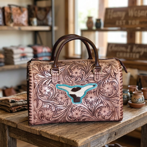 Nouveaux sacs à main en cuir de vachette véritable, faits à la main, avec un design floral en relief, style japonais, qualité supérieure pour femmes - Product Image 3