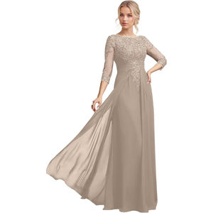 Abiti da Sera in Chiffon per la <span class=keywords><strong>Madre</strong></span> della Sposa e dello Sposo con Maniche a 3/4 e Applicazioni di Paillettes Abiti Formali per Matrimoni - Product Image 1