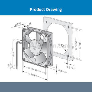 พัดลมระบายความร้อนแบบแกนหมุน 3 สาย สำหรับอินเวอร์เตอร์ ขนาด 4314 120*120*32 มม. 12032 24VDC 210mA 5.0W 2800RPM 170m3/h  แบบลูกปืน  OEM/ODM - Product Image 4