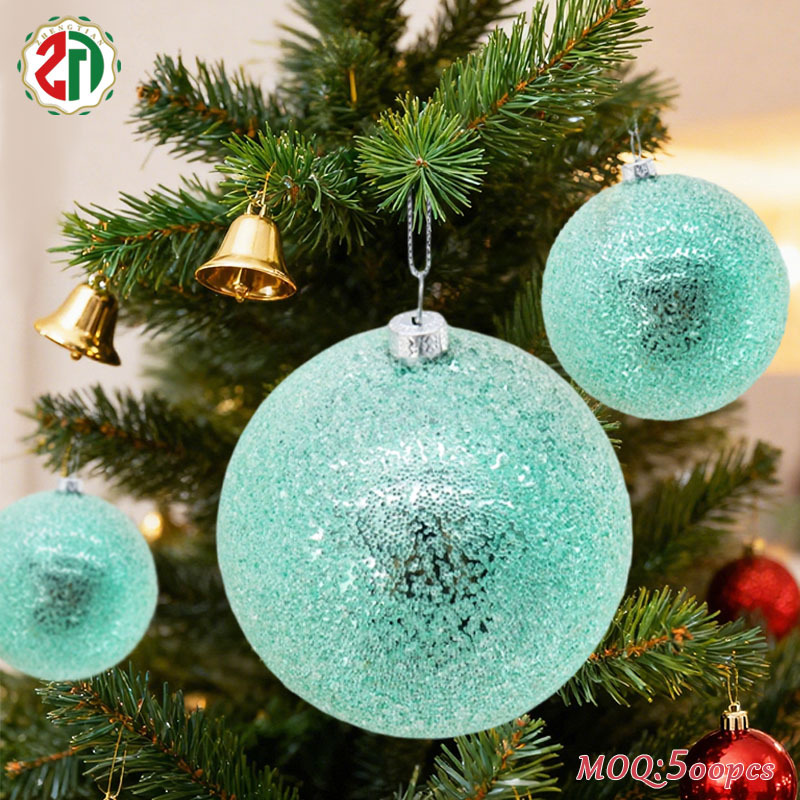12 Mint Green Glitter Snowflake Christmas Decorations - 4 Inch Hanging Ornaments For Tree