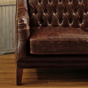 <span class=keywords><strong>Sofa</strong></span> Booth Restoran Kulit PU Chesterfield Vintage dengan Sandaran Berumbai Kancing untuk Kafe Bar Hotel - Product Image 5