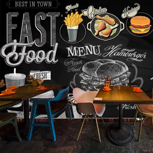 <span class=keywords><strong>Murale</strong></span> Adesivo 3D Moderno per Ristoranti, Pizza e Hamburger, Impermeabile e Resistente all'Umidità, per Intrattenimento - Product Image 1