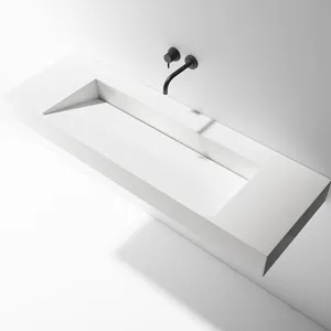 Wall Hung Solid Surface Stone No Hole Wash Basin High Quality China OEM Bathroom Sinks