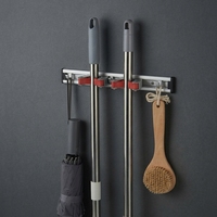 Organisateur mural personnalisable en aluminium de haute qualité, support pour balai et serpillière en caoutchouc, pour cuisine, salle de bain, garage, OEM