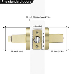 Set Maniglia per Porta d'Ingresso in Lega di Zinco con <span class=keywords><strong>Serratura</strong></span>, Finitura Oro Opaco, Viti Nascoste, Resistente - Product Image 6