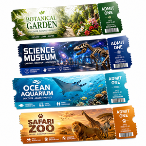 Boleto de Entrada Personalizado Preimpreso con Código de Barras Continuo y Fácil de Desprender <span class=keywords><strong>para</strong></span> Zoológicos, Museos y Parques de Atracciones - Product Image 3