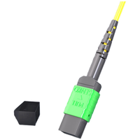 Jumper MTP 1m (3 kaki), MTP-8 APC (Female) ke MTP-8 APC (Female), 8 Serat, Single Mode (OS2), Plenum (OFNP), 0.35dB Maks, Tipe B