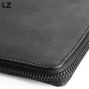 LZ đầy đủ hạt da du lịch tài liệu tổ chức RFID chặn hộ chiếu gia đình chủ YKK dây kéo thẻ trường hợp đen tối - Product Image 5