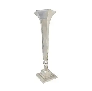 Trompeten vase Europa-Stil Wohnkultur Blumenvase Silber fertige Vasen Metall Aluminium Luxus Topf für Boden stehend