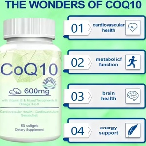 Vente en gros de 60 capsules molles de 600 mg de CoQ10 Ubiquinol, complément antioxydant pour adultes avec vitamine E, oméga-3/oméga-6/oméga-9, biologique - Product Image 4