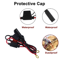 Câble de batterie en cuivre à déconnexion rapide 2 broches avec anneau en O, SAE vers borne annulaire, 12V/24V 10A/15A/20A, avec fusible intégré 16AWG/12AWG/14AWG