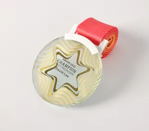 Jadevertu 2024 Neuzugang Sechs zackige Stern medaille Metall glas medaille