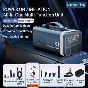 ทอมาวอร์ จั๊มพ์สตาร์ทเตอร์ พาวเวอร์แบงค์ 10000mAh USB-C ชุดอุปกรณ์ในรถยนต์ พร้อมปั๊มลมยาง หน้าจอดิจิตอล ไฟ LED สำหรับมอเตอร์ไซค์ - Product Image 1