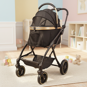 बिल्लियों और कुत्तों के लिए भंडारण टोकरी के साथ 2026 हल्का फोल्डेबल जॉगिंग स्टलर - Product Image 3