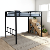 Lit superposé en fer forgé, cadre creux double haut-bas, style loft minimaliste moderne, gain de place, pour intérieur