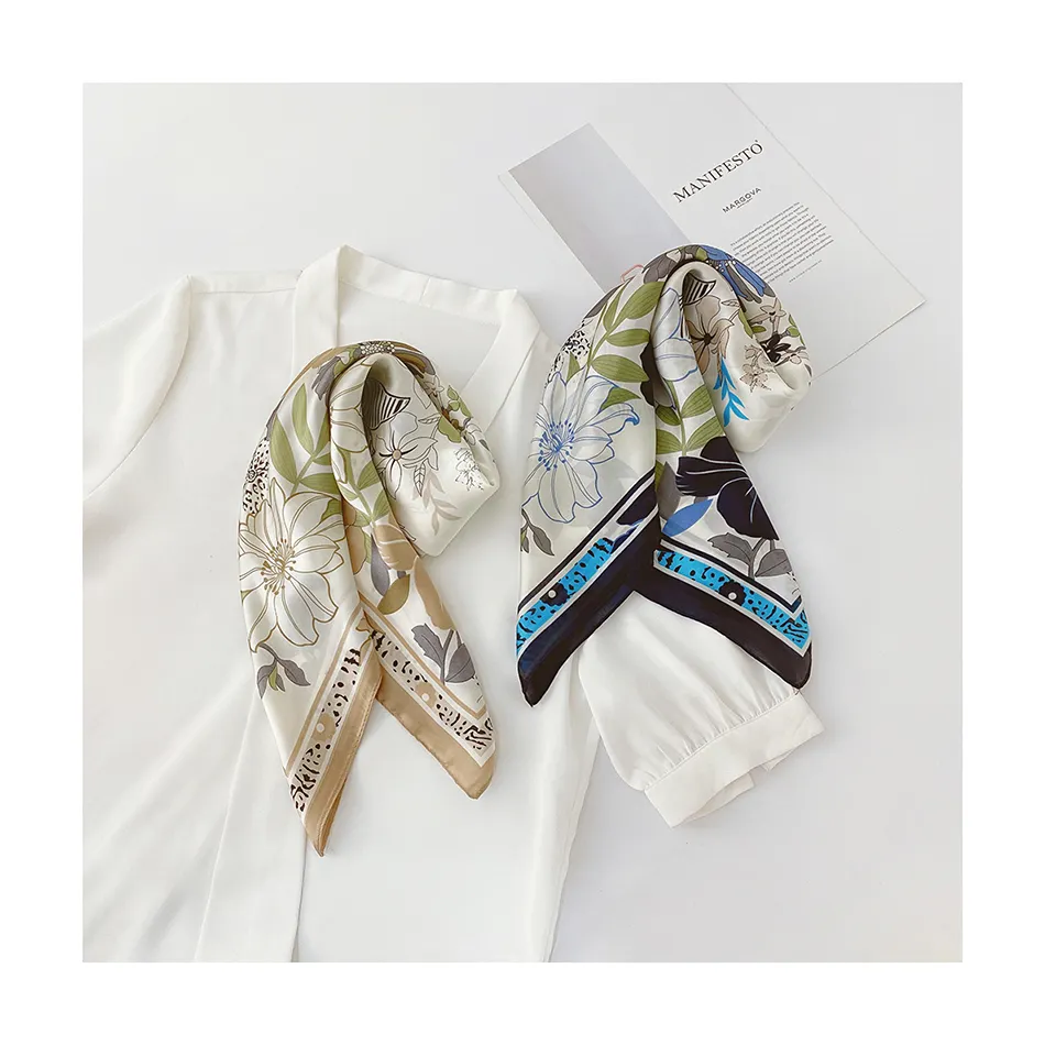 Wholesale Price Butterfly Pattern Chiffon Luxury Square Silk Scarves with Stylish Apply to Spring