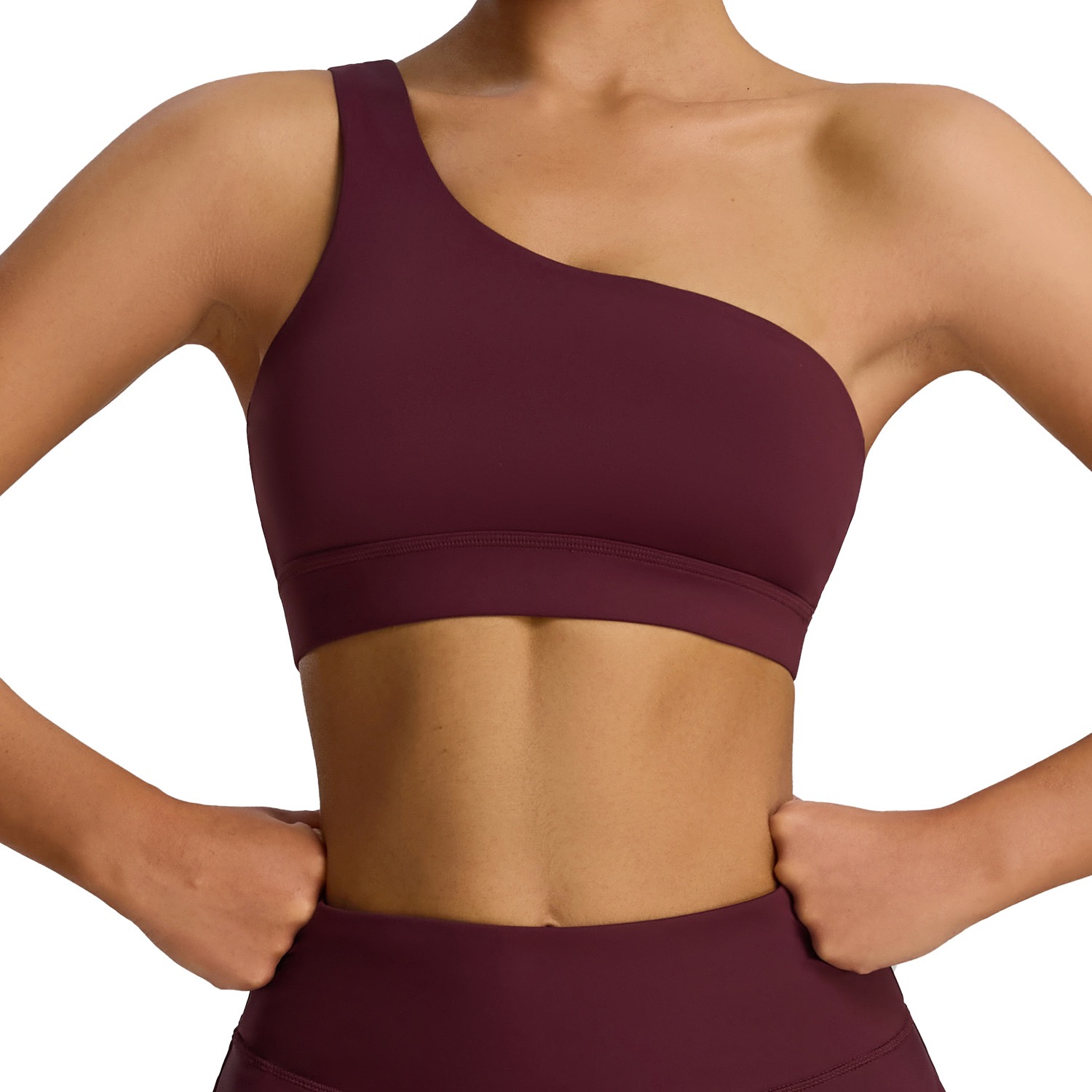 Asymmetric Strapless Sports Bra Wireless Shockproof Padded Yoga Crop Top Shorts Elastic Waist Women Fitness Gym Running Training