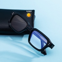 Nouvelles Lunettes de Soleil Carrées Photochromiques UV400 à Monture Complète en Acétate pour Hommes, Style Européen et Américain, Charnière à Broche, Collection 2026