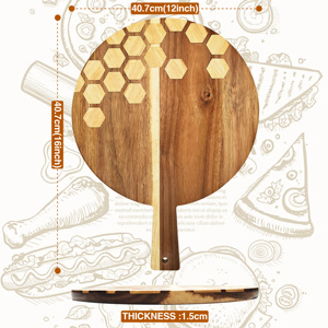 Controsoffitto tagliare il <span class=keywords><strong>pane</strong></span> di carne di salumi che serve circolare cerchio rotondo formaggio Paddle tagliere in legno di Acacia buccia per <span class=keywords><strong>Pizza</strong></span> - Product Image 2