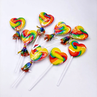 Heetverkopende gemengde fruit smaak kleuren hartvormige lolly snoep bulk met hartpatroon