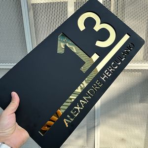 Oem Hiện Đại Màu Đen Nhà Số Dấu Hiệu Hình Chữ Nhật Kim Loại/Acrylic Nhà Số Biểu Tượng Tùy Chỉnh Cửa Dấu Hiệu Có Thể Thay Thế - Product Image 2