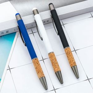 Wholesale Custom Logo 1.0Mm Wood-Grain Ballpoint Multi-Color Retractable Aluminum Bar <b>Pens</b> With Touchscreen Functionality - Product Image 1