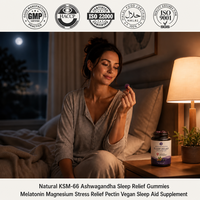 Bonbons gélifiés naturels premium KSM-66 Ashwagandha pour le sommeil avec mélatonine et magnésium pour le soulagement du stress et l'aide à la relaxation nocturne