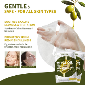 Masque en feuille aux herbes à l'<span class=keywords><strong>huile</strong></span> <span class=keywords><strong>d</strong></span>'<span class=keywords><strong>olive</strong></span> <span class=keywords><strong>extra</strong></span> <span class=keywords><strong>vierge</strong></span>, apaisant, hydratant, nourrissant en profondeur, répare les peaux sèches et abîmées, formule personnalisée pour le visage - Product Image 2