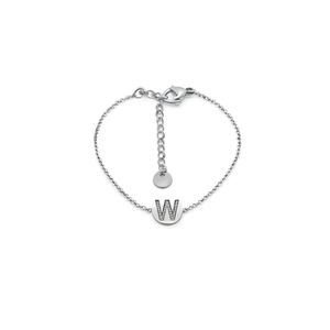 Bracciale in Acciaio Inossidabile con Ciondolo a Lettera W, Etichetta Singola da 1 cm, PULSERA W - Product Image 2