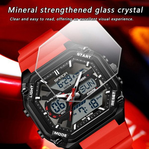 SANDA 6325 นาฬิกาข้อมืออิเล็กทรอนิกส์สำหรับผู้ชายแบบสี่หน้าต่าง นาฬิกาอเนกประสงค์พร้อมฟังก์ชั่นปลุกเรืองแสงกันน้ำ - Product Image 5
