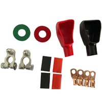 Kit de Conectores de Terminales de Batería de Cobre Estañado de Alta Resistencia para Baterías Marinas con Terminales de Poste, Abrazaderas y Cubiertas para Coche y RV