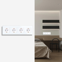 Prise murale intelligente WiFi et Zigbee avec 4 prises, cadre en verre trempé, norme européenne, prises allemandes, application Tuya et commande vocale