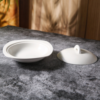 WEIYE Restaurant céramique forme carrée blanc céramique soupe soupière porcelaine petite taille bol à soupe vaisselle avec couvercle