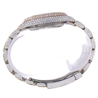 Montre de luxe unisexe en acier inoxydable et verre, sertie de moissanite et de diamants étincelants, personnalisable, 20 mm, ajustable