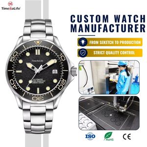 ผู้ผลิต OEM แบบกำหนดเอง TMI NH35 นาฬิกาดำน้ำแบบกลไก หน้าปัดแบบ Skeleton Sword Hands ขัดทราย สายแบบ 3 ข้อต่อ รุ่น Old <span class=keywords><strong>Radium</strong></span> - Product Image 1