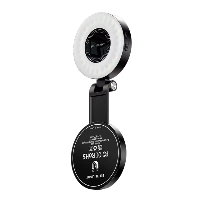 Rechargeable Foldable LED Ring Light Magnetic Selfie Phone Holder Mirror Makeup Vlog Photography Video Shooting Customized