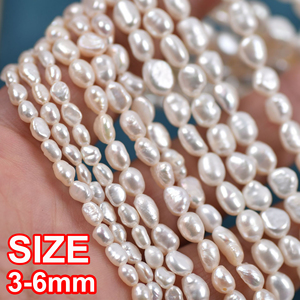 Perles en vrac Barak à trou droit de forme irrégulière, perles d'eau douce naturelles rondes de qualité AAA 3-6mm, accessoires DIY pour boucles d'oreilles - Product Image 1