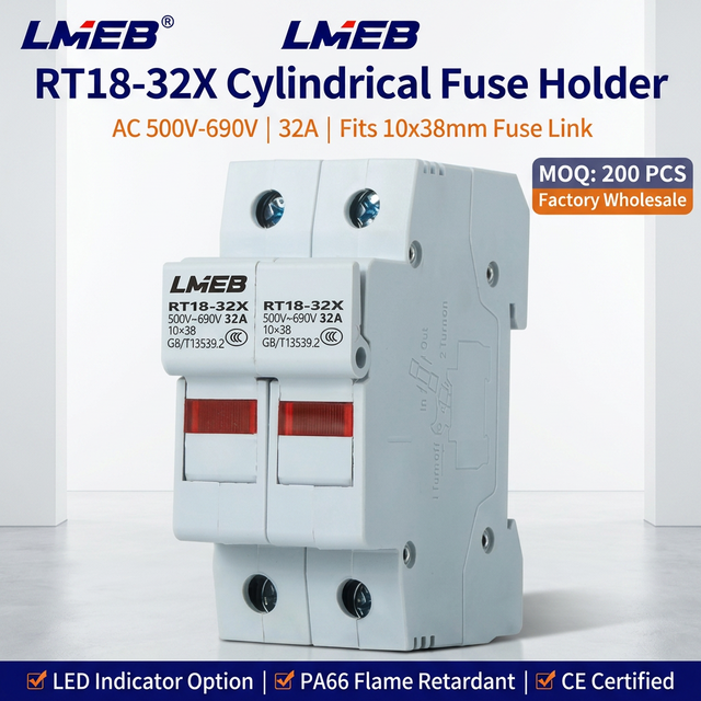 RT18-32X 1-Pole AC 500V Fuse Link 10x38 mm with Din Rail Fuse Base Holder for 1Pole 2A 4A 10A 15A 20A 30A 32A Components