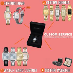 Montre-bracelet de luxe pour femme, étanche, en or, avec logo personnalisé, en acier inoxydable doré, tendance, décontractée, à quartz - Product Image 3