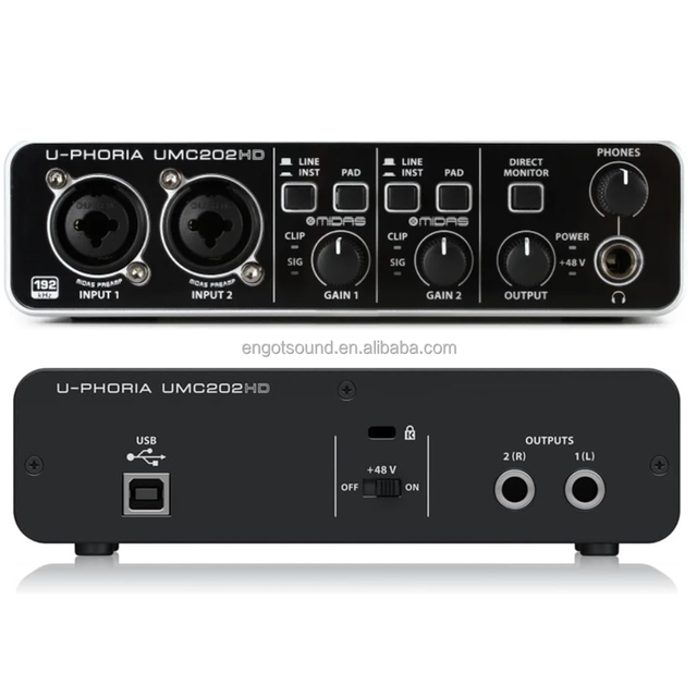 UMC202 UMC202HD UDB Audio Interface Audiophile 2x2 24-Bit/192 kHz USB Audio Interface With Midas Mic Pre-amplifier Sound Card