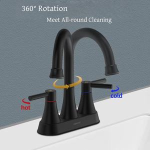 Vendita calda OEM in acciaio inox doppio manici lavabo rubinetto nero 4 "centrotavola bagno miscelatore rubinetto lavabo con scolapiatti - Product Image 4