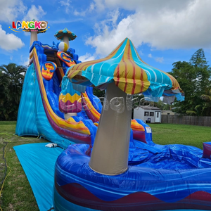 Toboggan aquatique gonflable sur le thème de la <span class=keywords><strong>plage</strong></span> et des tongs, grand format, double piste, pour fêtes estivales - Product Image 3