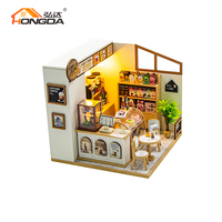 Hongda 2025 Nouveau produit M2505 Premier kit de maison de thé en mousse Maison de poupée miniature DIY Maison de poupée en bois pour adultes