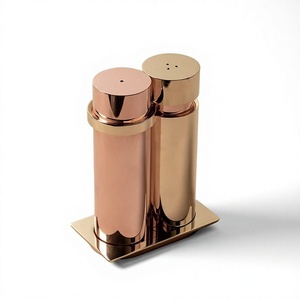 Juego de 2 piezas de saleros y pimenteros dorados de acero inoxidable, ecológicos, aptos para lavavajillas y horno, recipientes para condimentos para utensilios de cocina del hogar - Product Image 1