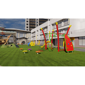 Ensemble de jeux de plein air de luxe - Toboggan, lumières, jeux, pont suspendu, ASTM EN71, tuyau galvanisé et LLDPE, OEM Pirate Ship Park Play - Product Image 5