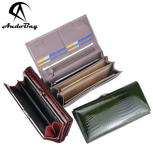Portefeuilles en cuir véritable rétro AndoBag pour femmes, porte-cartes multi-emplacements, grande capacité, portefeuille long 2492 - Product Image 1