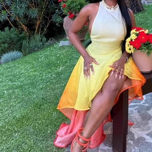 Vestido Halter Ombre de Mujer con Efecto Degradado - Vestido Formal Fluido de Moda - Product Image 2