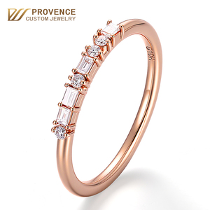Anillo de oro rosa macizo de 18k y 14k, banda de eternidad de 1/3, estilo minimalista, anillo de boda con diamante cultivado en laboratorio, joyería fina de Provenza. - Product Image 1