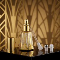 Botol Parfum Mewah 15ml dengan Tutup Sekrup, Berlapis Emas, Desain Art Deco, Roller untuk Semprotan, Dapat Diisi Ulang, Botol Vintage, Hadiah