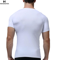 T-shirt de sport pour homme en Spandex/Polyester respirant, séchage rapide, coupe ajustée, manches courtes, idéal pour la course estivale